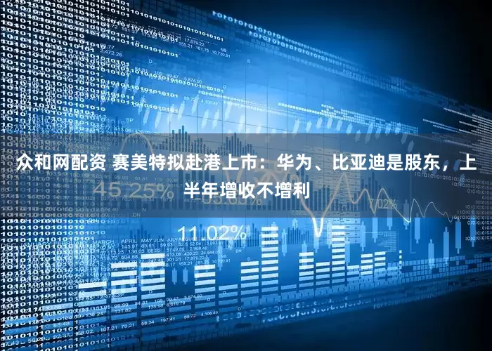 众和网配资 赛美特拟赴港上市：华为、比亚迪是股东，上半年增收不增利